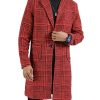 Men's Wool Blend Pea Coat Notched Collar Single Breasted Overcoat Warm Winter Trench Coat