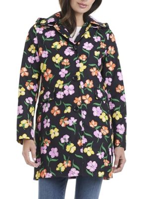 Hooded A-Line Raincoat with Removable Hood