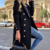 Women's Winter Trench Coat Double Breasted Notched Lapel Peacoat Jacket Casual Long Overcoat