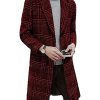 Men's Wool Blend Pea Coat Notched Collar Single Breasted Overcoat Warm Winter Trench Coat