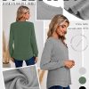 3 Pack Women's Long Sleeve Shirts, Cotton Crew Neck Tunic Tops Casual Loose Fit Pullover Sweatshirts Curved Hem Shirts