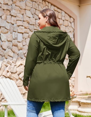 Plus Size Rain Jackets For Women Waterproof Rain Coats with Hood Lightweight Windbreaker Outdoor Trench Coat