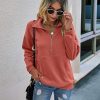 Women's Casual Long Sleeve Lapel Zipper Sweatshirt Drawstring Loose Pullover Tops