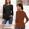 2 Pack Women's Crew Neck Sweatshirts, Cotton Long Sleeve Casual Shirts Loose Fit Tunic Tops Plain Basic Pullover Tees