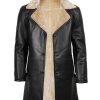 Black Trench Coat Men - Winter Shearling Long Leather Jackets For Men