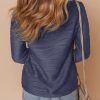 Women's Casual Half Zip Long Sleeve Pullover Shirts Solid Color Textured Sweatshirt Tunic Tops