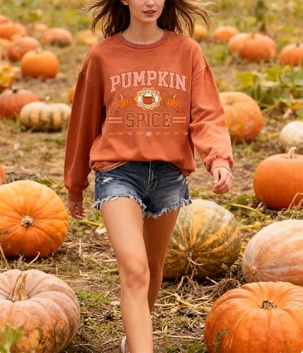 Pumpkin Spice Shirt for Women Thanksgiving Sweatshirt Pumpkin Graphic Hello Fall Pullovers Fall Season Top