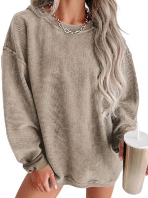 Women's Casual Corduroy Sweatshirts 2025 - Comfortable Long Sleeve Crewneck Pullovers for Fall and Winter