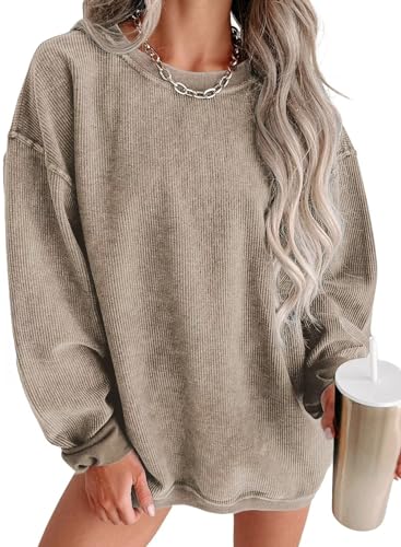 Women's Casual Corduroy Sweatshirts 2025 - Comfortable Long Sleeve Crewneck Pullovers for Fall and Winter