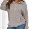 Womens Oversized Sweatshirts Quarter Zip Pullover Women 2025 Fall Fashion Long Sleeve Tops Outfits Clothes