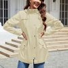 Women Waterproof Outdoor Hiking Raincoat Women Lined Rain Jacket Lightweight Hooded Jackets Trench Coats