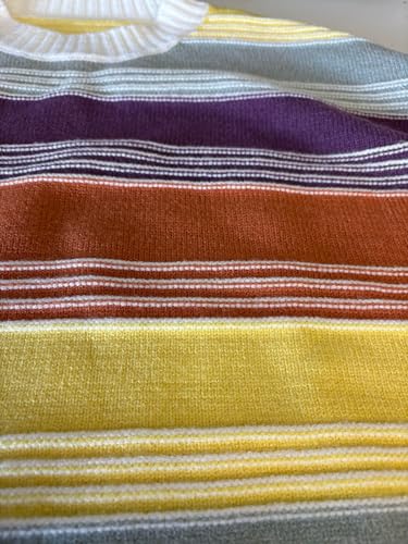 Women Contrast Striped Pullover Sweater 2025 Fall Outfits Oversized Knit Jumper Tops