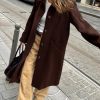 Womens Long Single Breasted Coats Lapel Collar Peacoat Fall Winter Casual Trench Coat Jacket Outwear