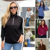 Women's Sweatshrits Quarter Zip Pullover Fleece Sweatshirt Casual Cable Knit Sleeve Hoodies Fashion Outfits Clothes