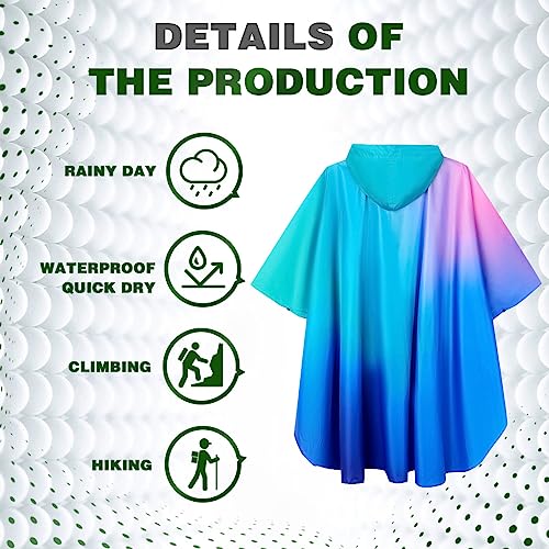 Waterproof Hooded Lightweight Rain Poncho for Adults Women Men with Pockets Unisex Fashion Zipper Jacket Coat