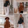 2 Pack Women's Crew Neck Sweatshirts, Cotton Long Sleeve Casual Shirts Loose Fit Tunic Tops Plain Basic Pullover Tees