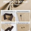 Womens Contrast Collar Jacket Casual Button Down Long Sleeves Crop Trench Coat Outerwear with Pockets