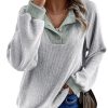 Womens Fall Fashion 2025 Womens Long Sleeve Shirts Patchwork Button Up V Neck Sweatshirt Casual Pullover Tops