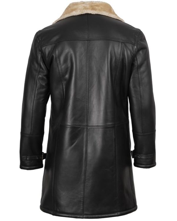 Black Trench Coat Men - Winter Shearling Long Leather Jackets For Men