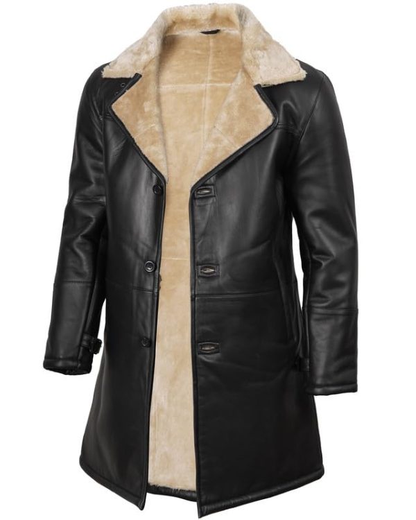 Black Trench Coat Men - Winter Shearling Long Leather Jackets For Men