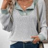 Womens Fall Fashion 2025 Womens Long Sleeve Shirts Patchwork Button Up V Neck Sweatshirt Casual Pullover Tops