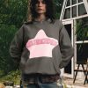 Womens Graphic Hoodies Pink Star Print Hoodie Unisex Oversized Hoodies Long Sleeve Pocket Pullover