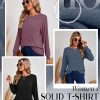 3 Pack Women's Long Sleeve Shirts, Cotton Crew Neck Tunic Tops Casual Loose Fit Pullover Sweatshirts Curved Hem Shirts