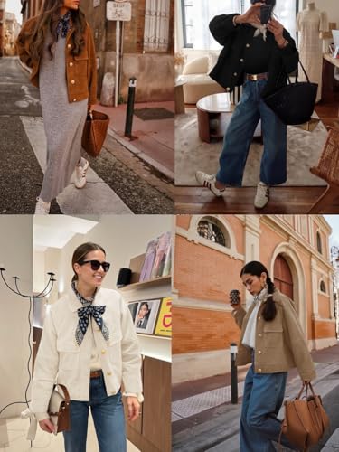 Womens Faux Suede Leather Jackets Cropped Casual Lapel Collar Button Down Oversized Fall Vintage Shackets