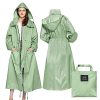 Womens Long Raincoats Rain Jacket Waterproof Packable Hooded Windbreaker Lightweight Adjustable Waist for Outdoor