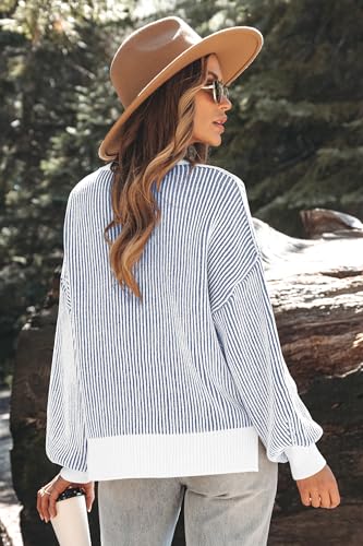 Womens Sweaters Fall 2025 Clothes Oversized Long Sleeve Colorblock Striped Knit Pullover Tops Casual Winter Trendy Outfits