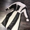 Yolo Jackets Women's Casual Real Lambskin Designer Handmade Two Tone Long Leather Trench Coat Women Full Length Overcoat